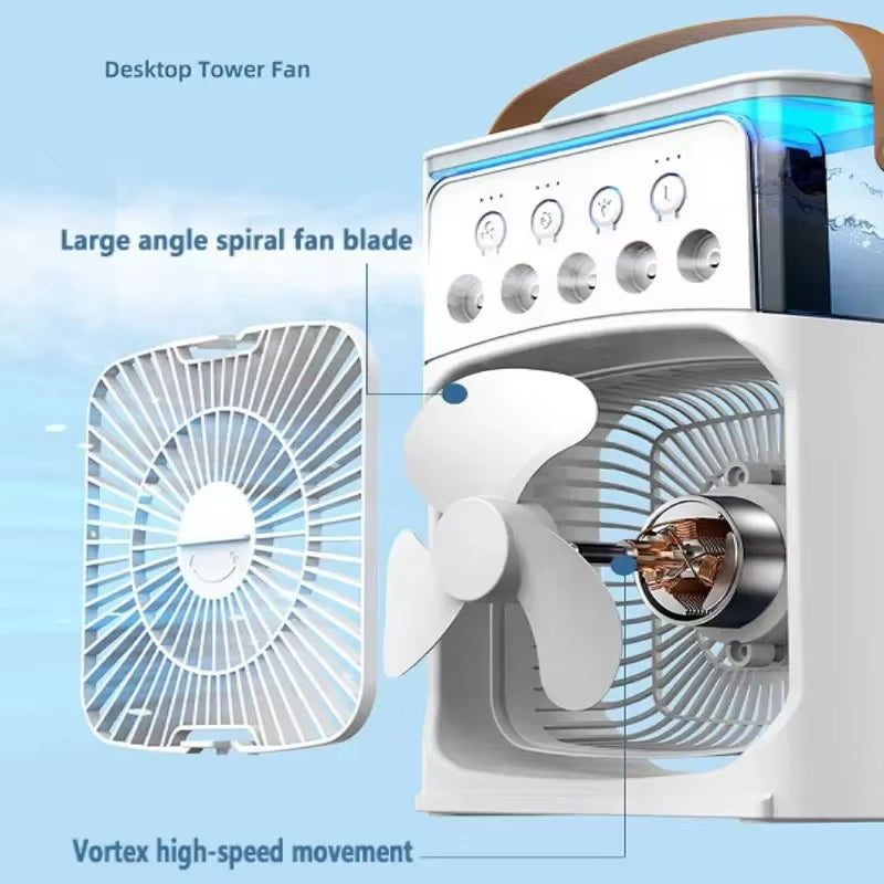 3 in 1 Fan Air Conditioner Household Small Air Cooler LED Night Light Portable Humidifier Air Adjustment Fan Office Home Fan New